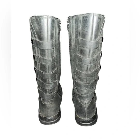 MERRELL Tetra Launch WP Leather Side Zip Boots Moto Black Mid Calf Size 6 - Picture 4 of 7